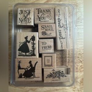 Stampin' Up! Vintage Postcard Wood Mounted Rubber Stamp Set